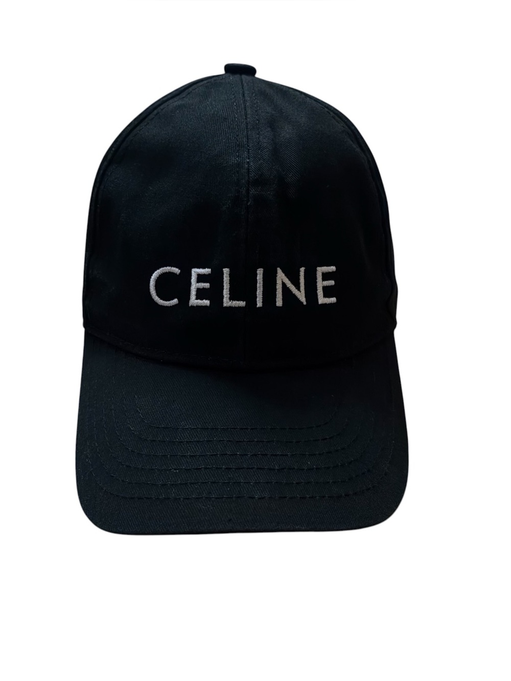 Celine Paris Black White Logo Cotton Drill Baseball Cap Hat Adjustable